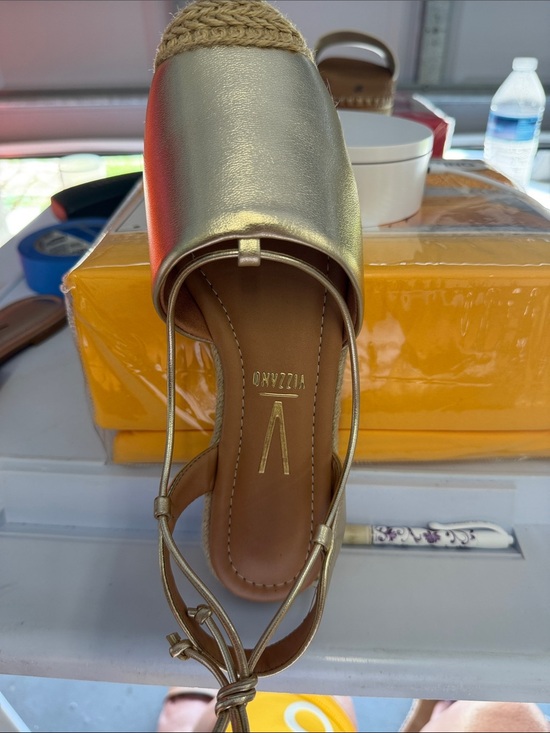 Shoes - Gold Slingback Espadrille Sandal